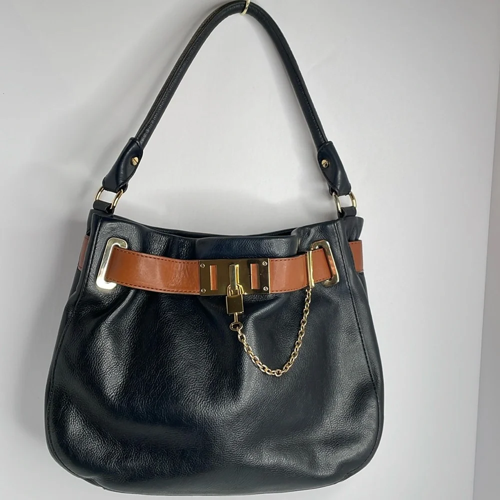 Antonio Melani Shoulder Bag Leather Black Brown Shoulder Bag